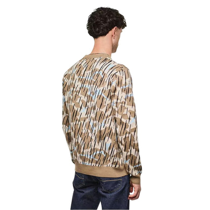 Sand - Back - Weekend Offender Mens Camo Knitted Sweatshirt