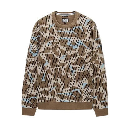 Sand - Front - Weekend Offender Mens Camo Knitted Sweatshirt
