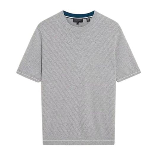 Light Grey - Front - Ted Baker Mens Stitched T-Shirt