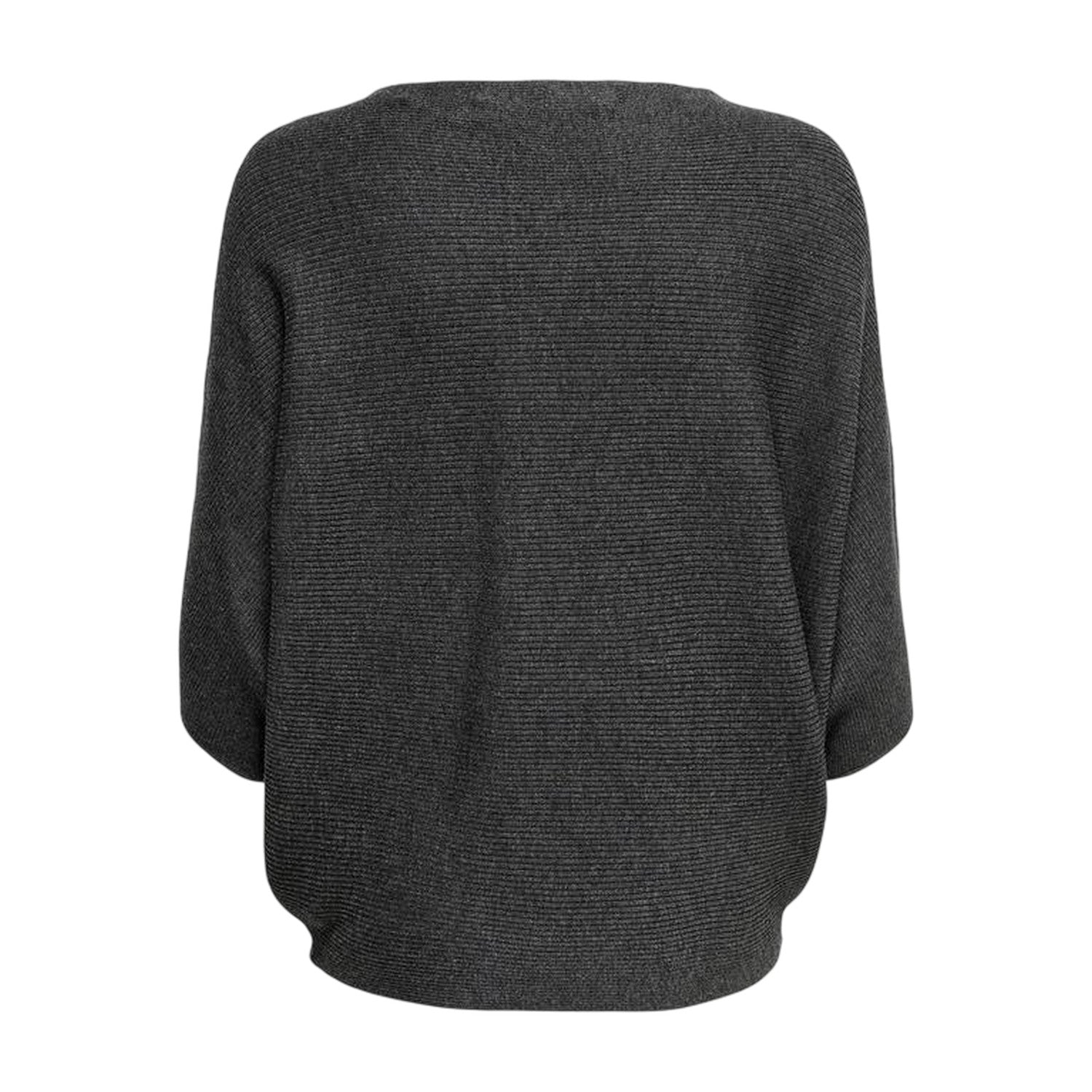 Dark Grey Melange - Back - Only Womens-Ladies Crew Neck Boxy Dolman Sweater Top