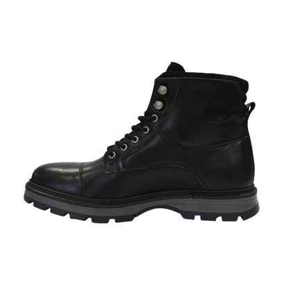 Black - Side - Firetrap Mens Ralf Leather Round Toe Hiking Boots