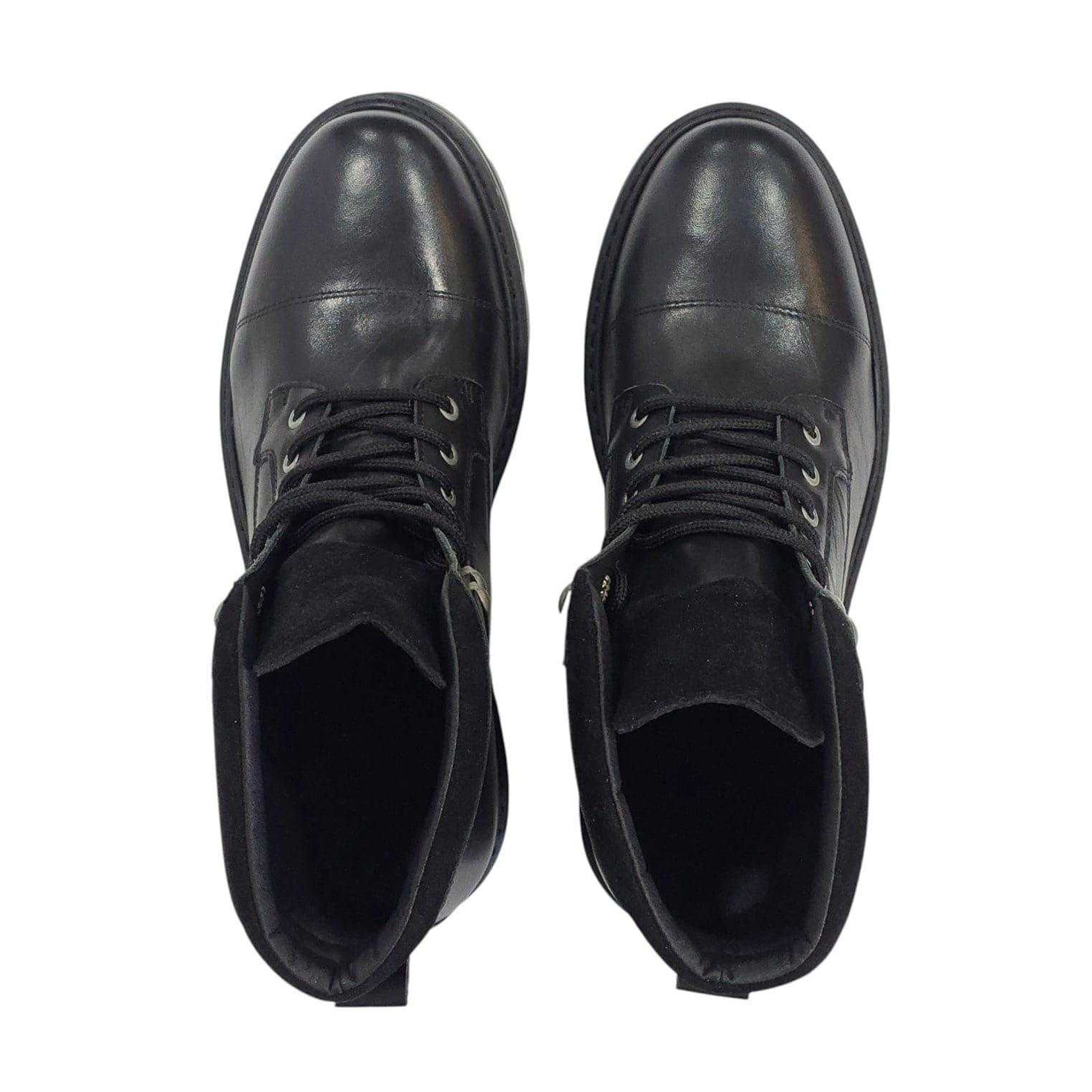 Black - Lifestyle - Firetrap Mens Ralf Leather Round Toe Hiking Boots