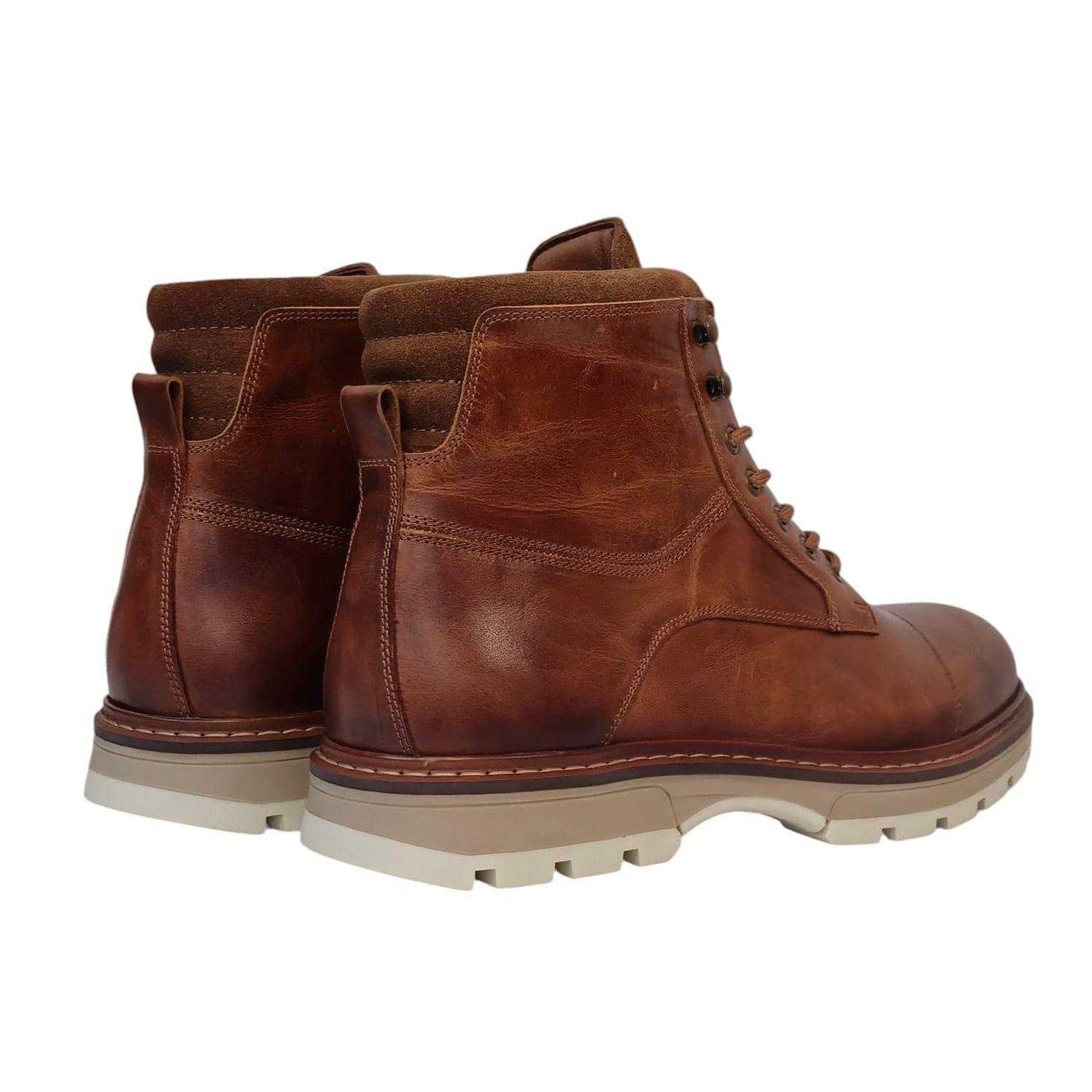 Tan - Back - Firetrap Mens Ralf Leather Round Toe Hiking Boots