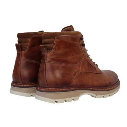 Tan - Back - Firetrap Mens Ralf Leather Round Toe Hiking Boots
