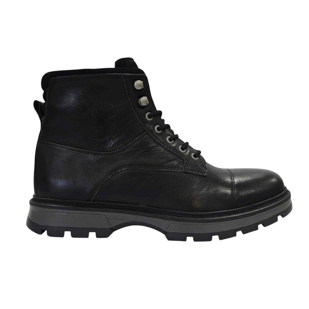 Black - Front - Firetrap Mens Ralf Leather Round Toe Hiking Boots