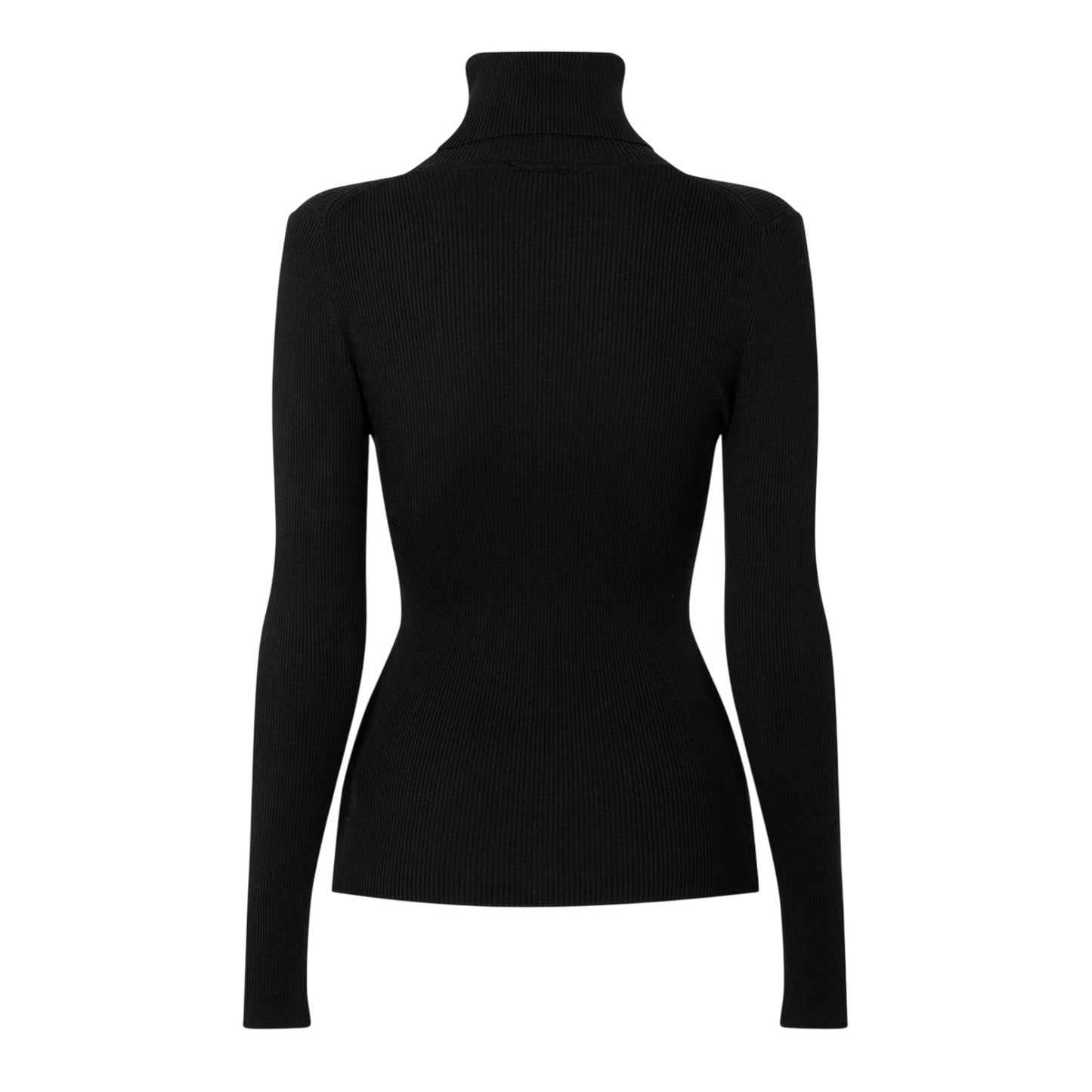 Black - Back - Calvin Klein Womens-Ladies Turtle Neck Slim Long-Sleeved Sweater Top