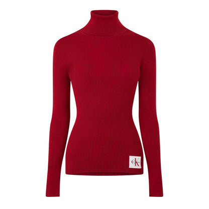 Winery - Front - Calvin Klein Womens-Ladies Turtle Neck Slim Long-Sleeved Sweater Top