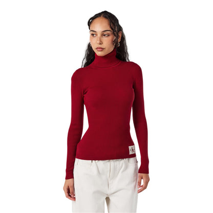 Winery - Side - Calvin Klein Womens-Ladies Turtle Neck Slim Long-Sleeved Sweater Top