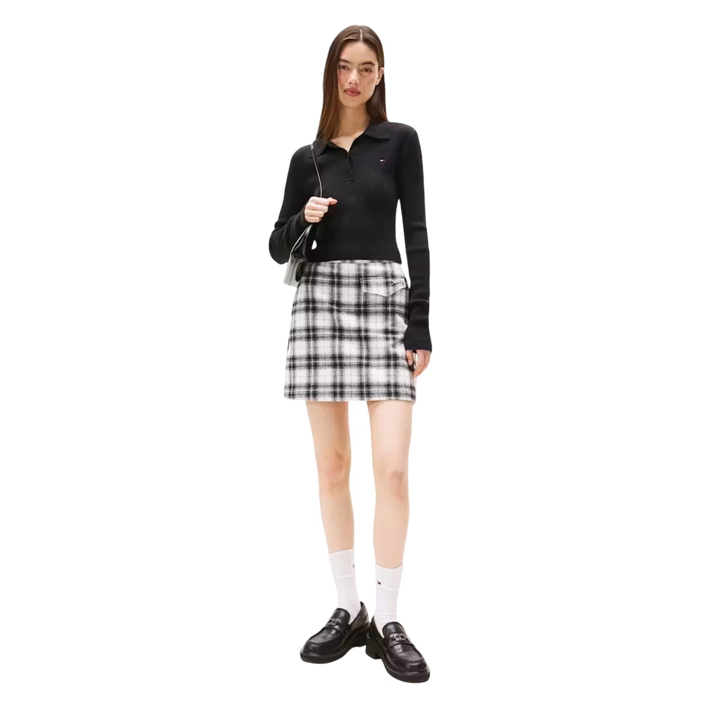 Black - Side - Tommy Jeans Womens-Ladies Slim Polo Shirt