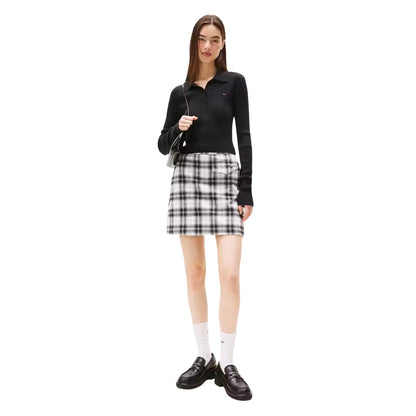Black - Side - Tommy Jeans Womens-Ladies Slim Polo Shirt
