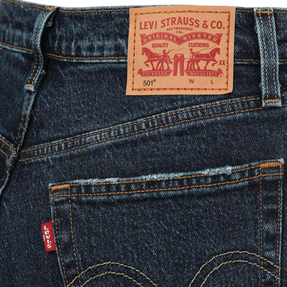 Denim - Side - Levis Womens-Ladies 501 Salsa Authentic Crop Jeans