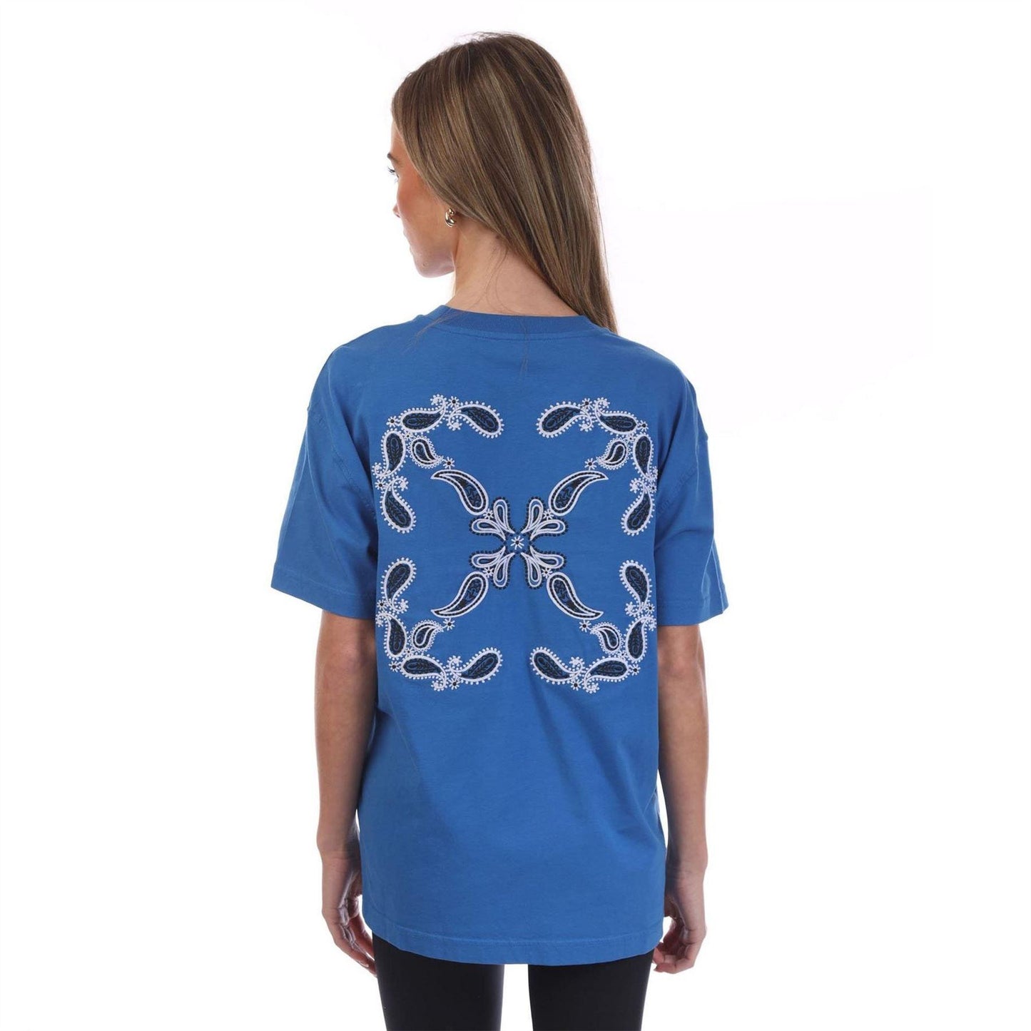 Blue - Back - Off White Womens-Ladies Arrow Cotton Bandana T-Shirt