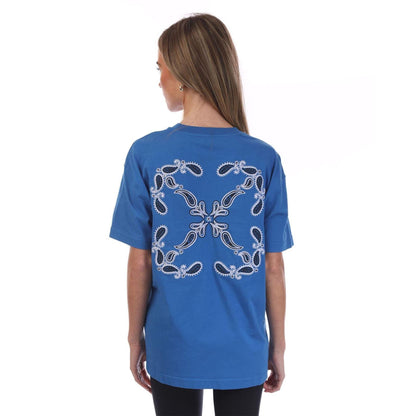 Blue - Back - Off White Womens-Ladies Arrow Cotton Bandana T-Shirt