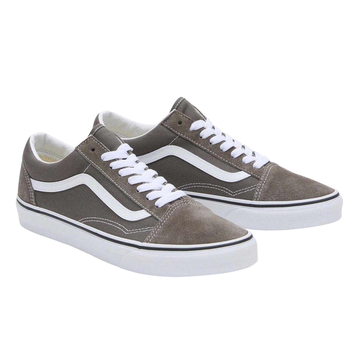 Grey - Side - Vans Mens Old Skool Canvas Trainers