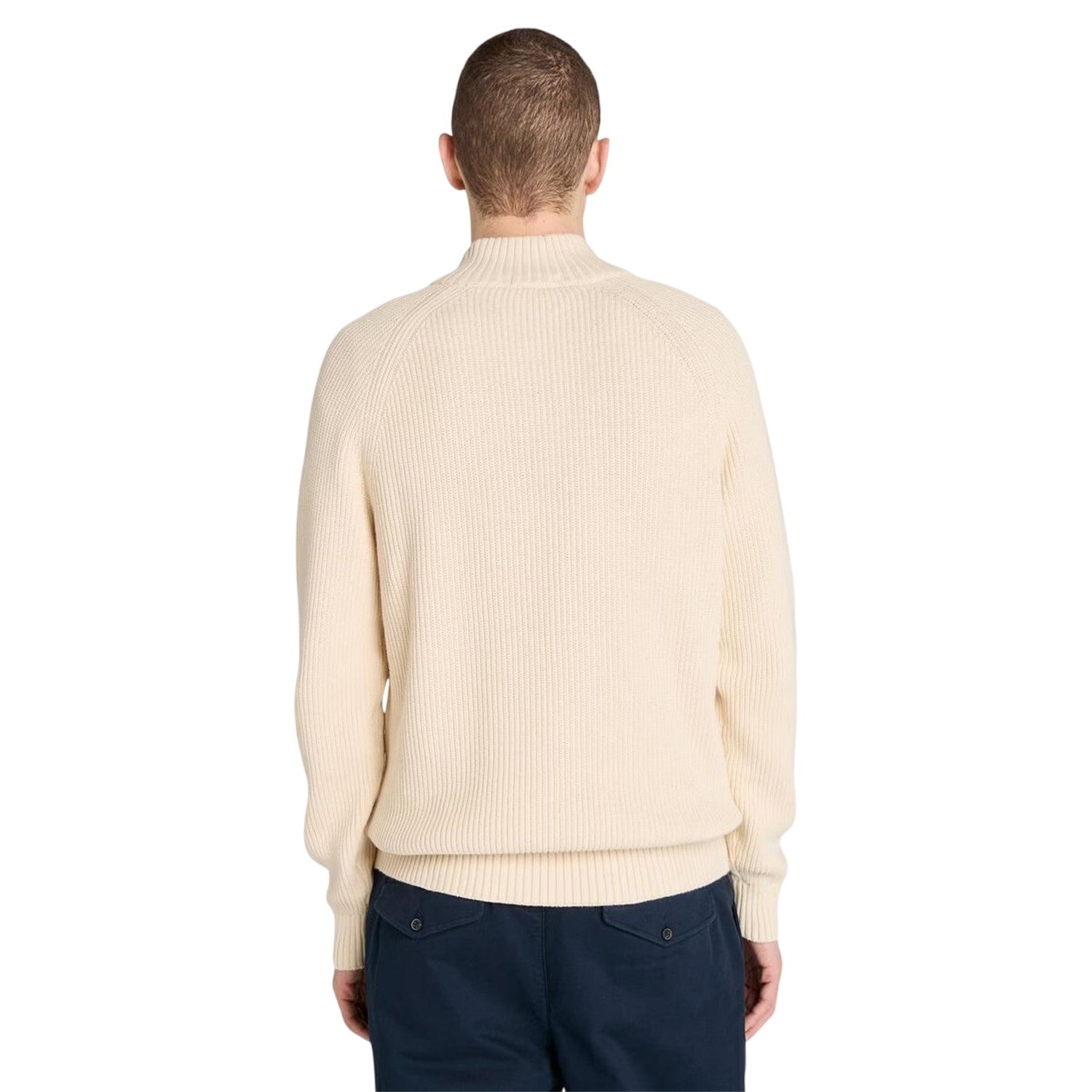 Angora - Back - Timberland Mens Ribbed Zip Neck Jumper