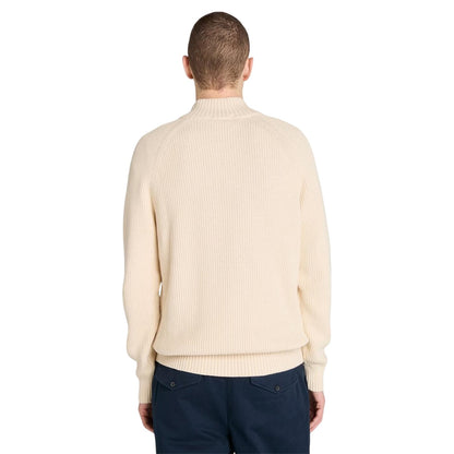 Angora - Back - Timberland Mens Ribbed Zip Neck Jumper