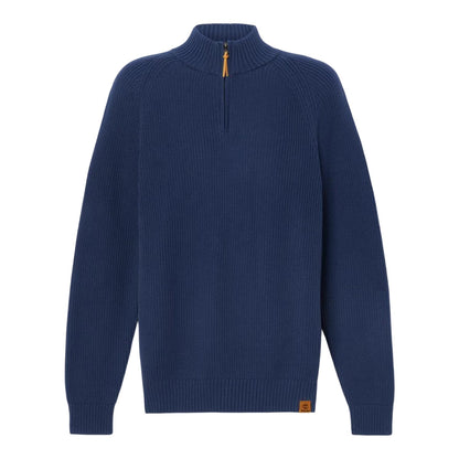Peacoat - Front - Timberland Mens Ribbed Zip Neck Jumper