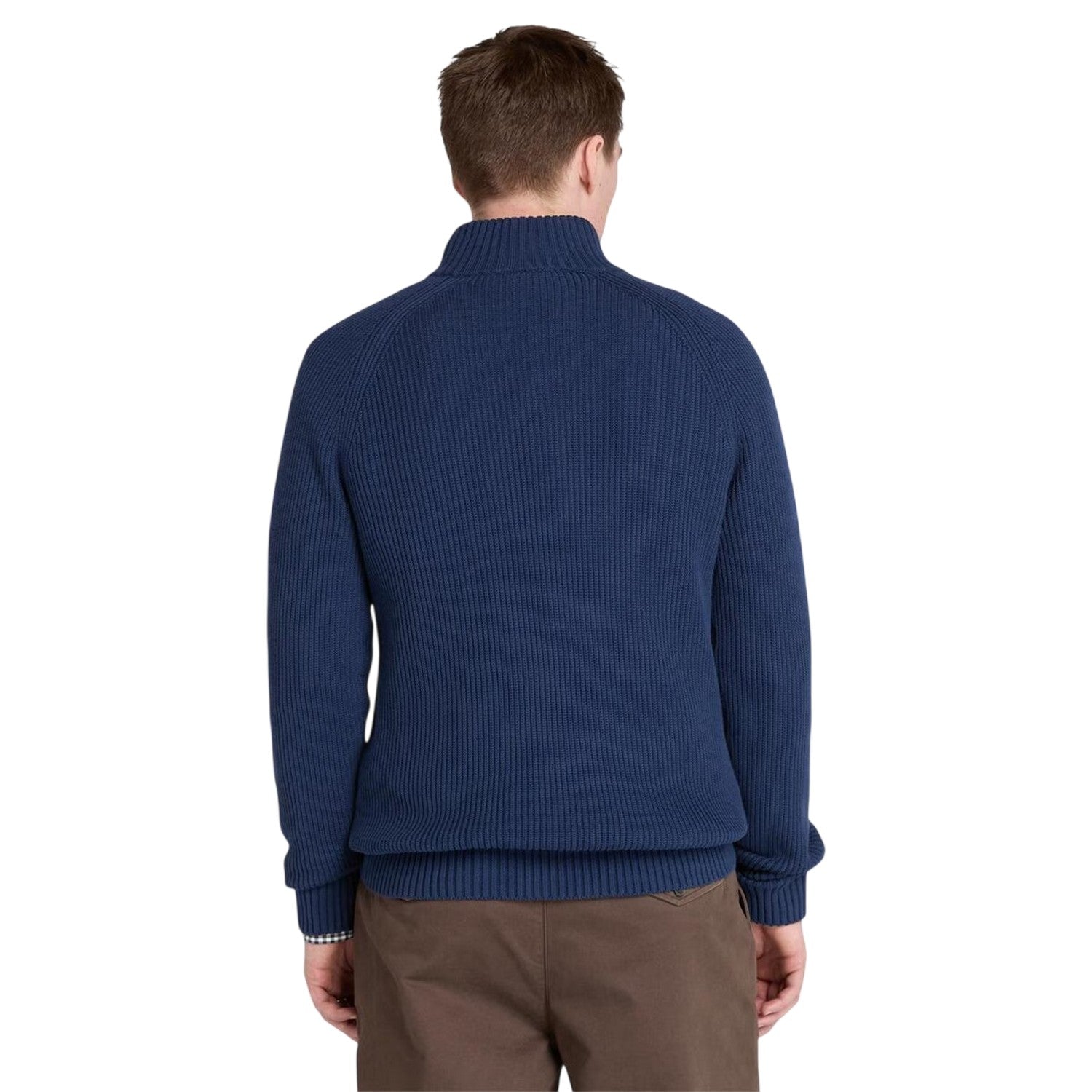 Peacoat - Back - Timberland Mens Ribbed Zip Neck Jumper