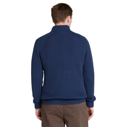 Peacoat - Back - Timberland Mens Ribbed Zip Neck Jumper