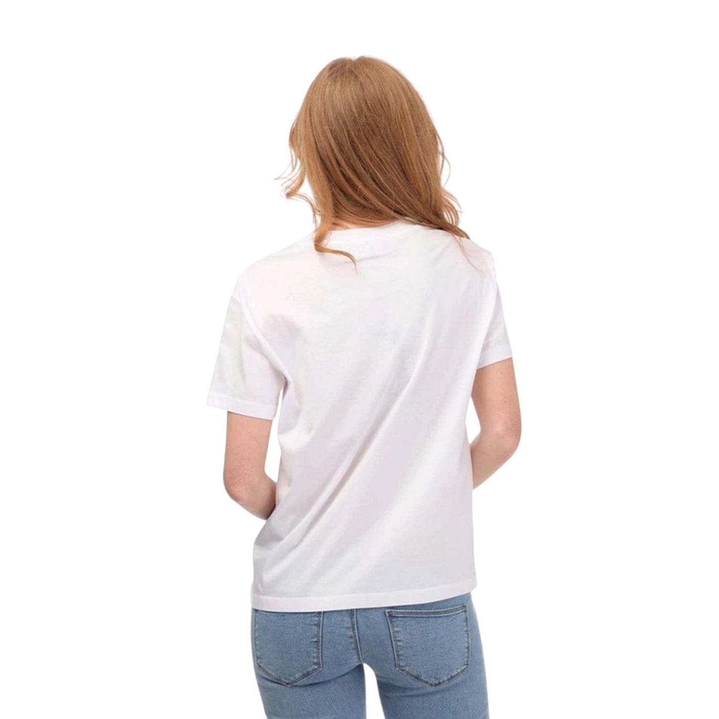 White - Back - Emporio Armani Womens-Ladies Embroidered Logo T-Shirt
