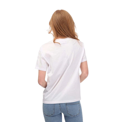 White - Back - Emporio Armani Womens-Ladies Embroidered Logo T-Shirt