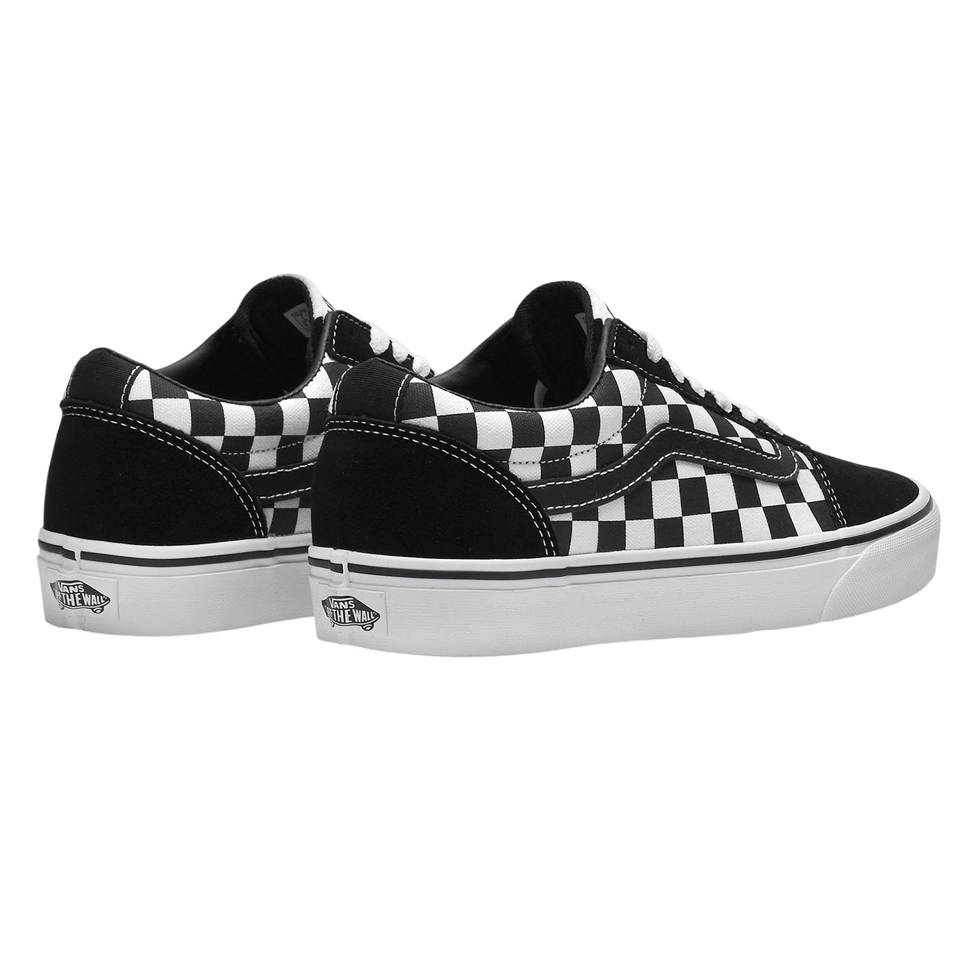 Black-White - Back - Vans Womens-Ladies Ward Checkered Suede Trainers