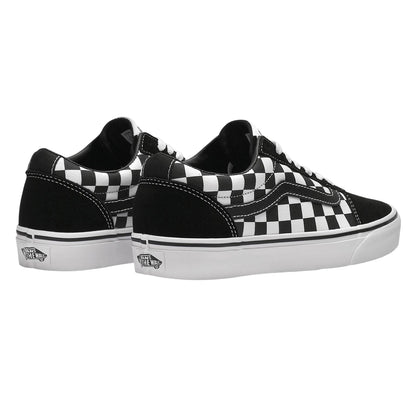 Black-White - Back - Vans Womens-Ladies Ward Checkered Suede Trainers
