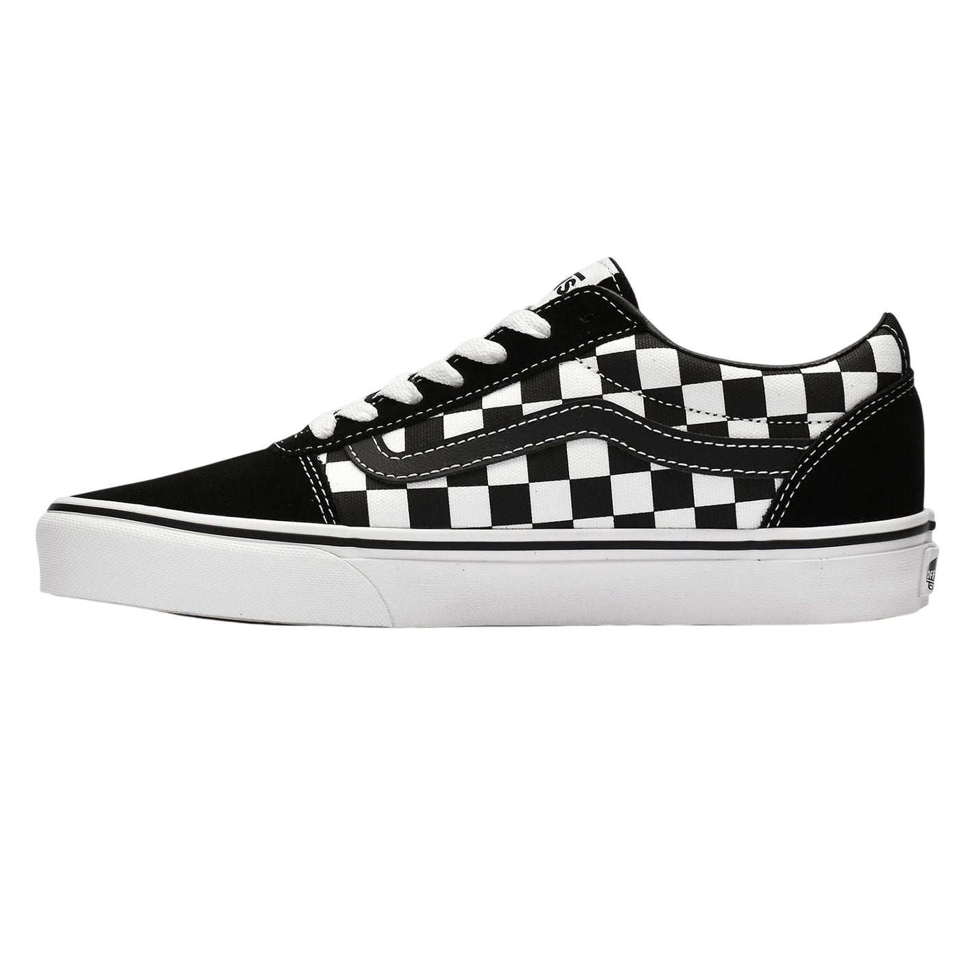 Black-White - Lifestyle - Vans Womens-Ladies Ward Checkered Suede Trainers