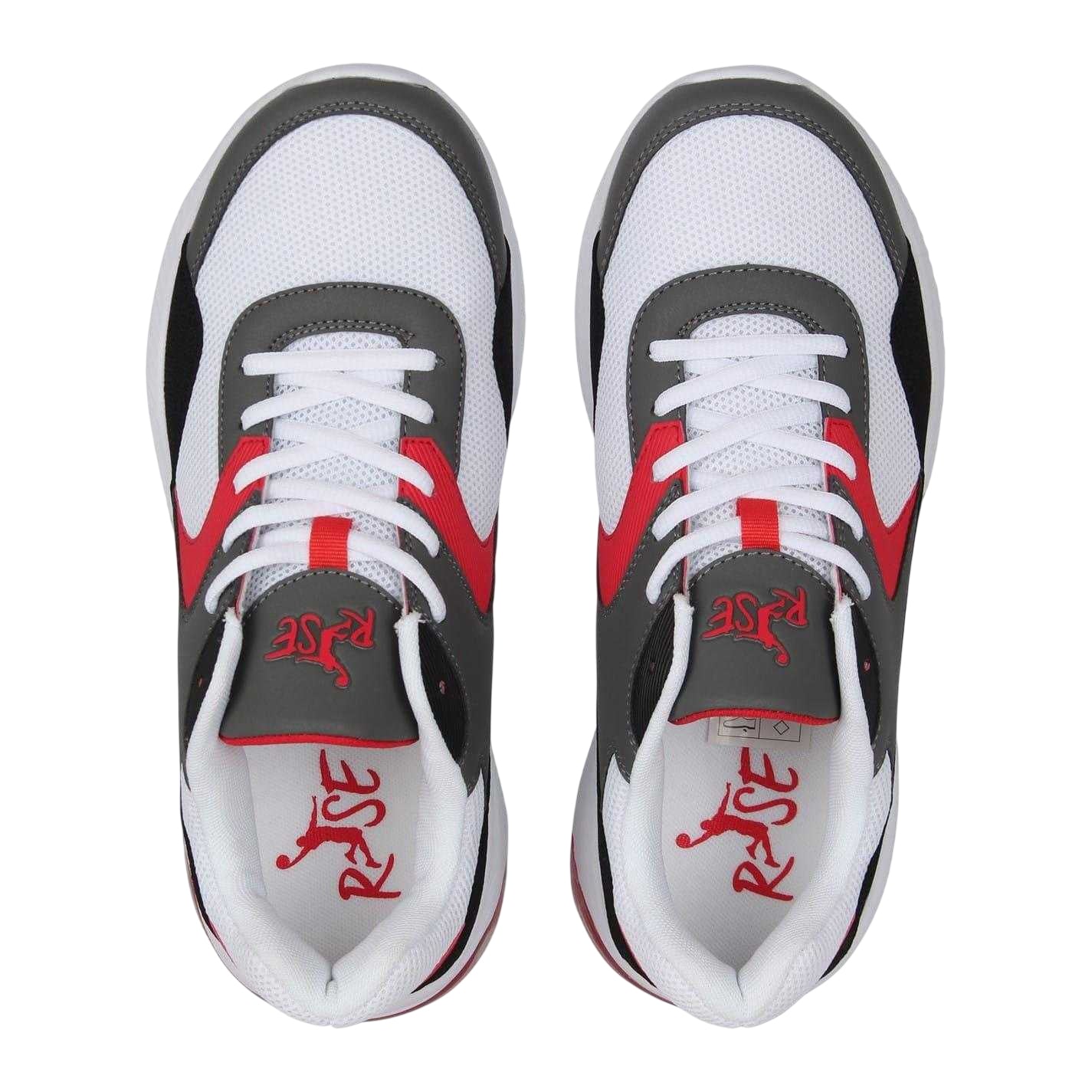 White-Red - Pack Shot - Rise Mens Air Cushioned Basketball Shoes