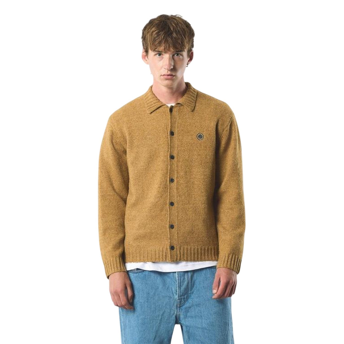 Tan - Side - Pretty Green Mens Whittaker Collared Cardigan