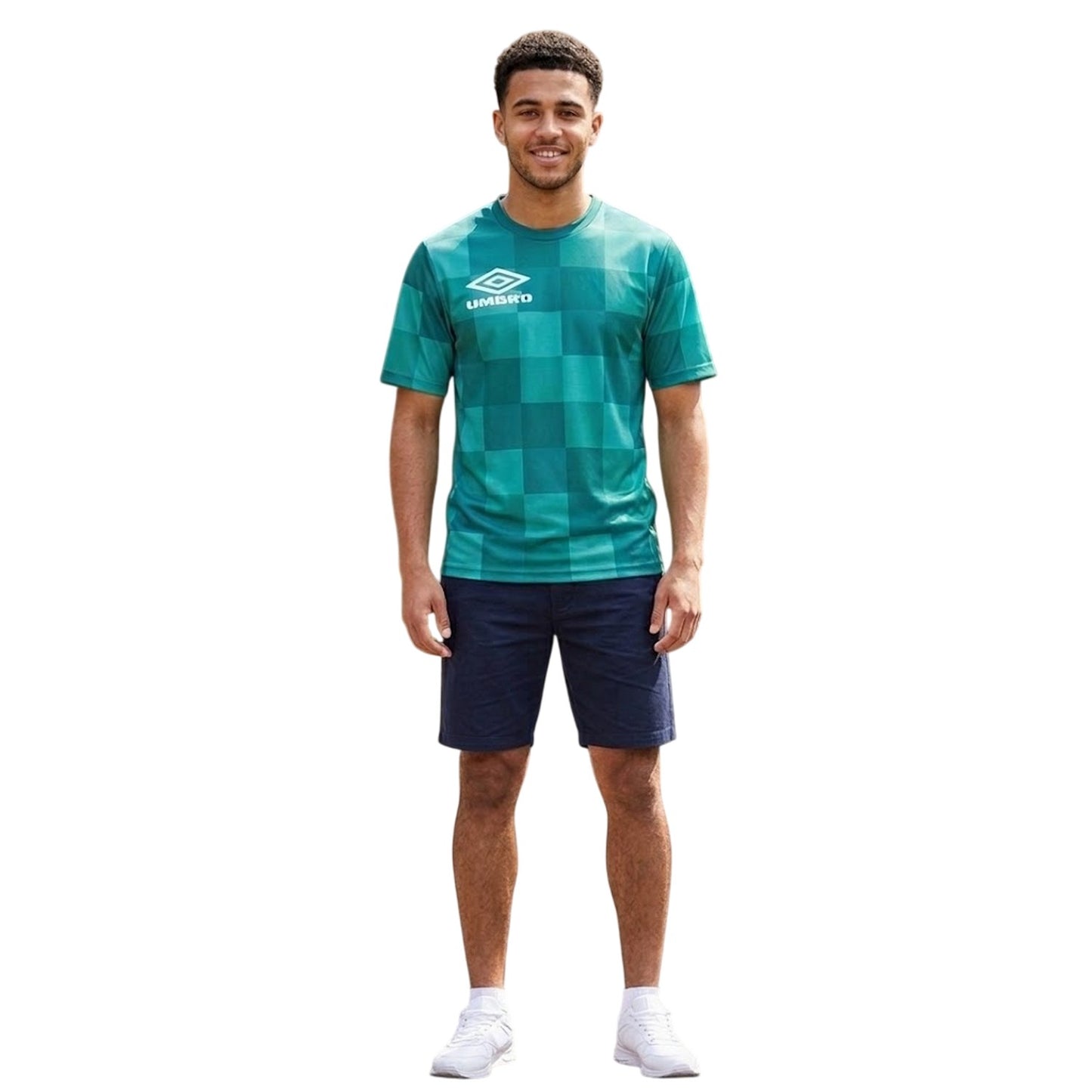 Turquoise - Back - Umbro Mens Checkerboard Logo T-Shirt