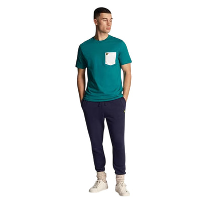 Green-White - Side - Lyle & Scott Mens Cotton Chest Pocket T-Shirt