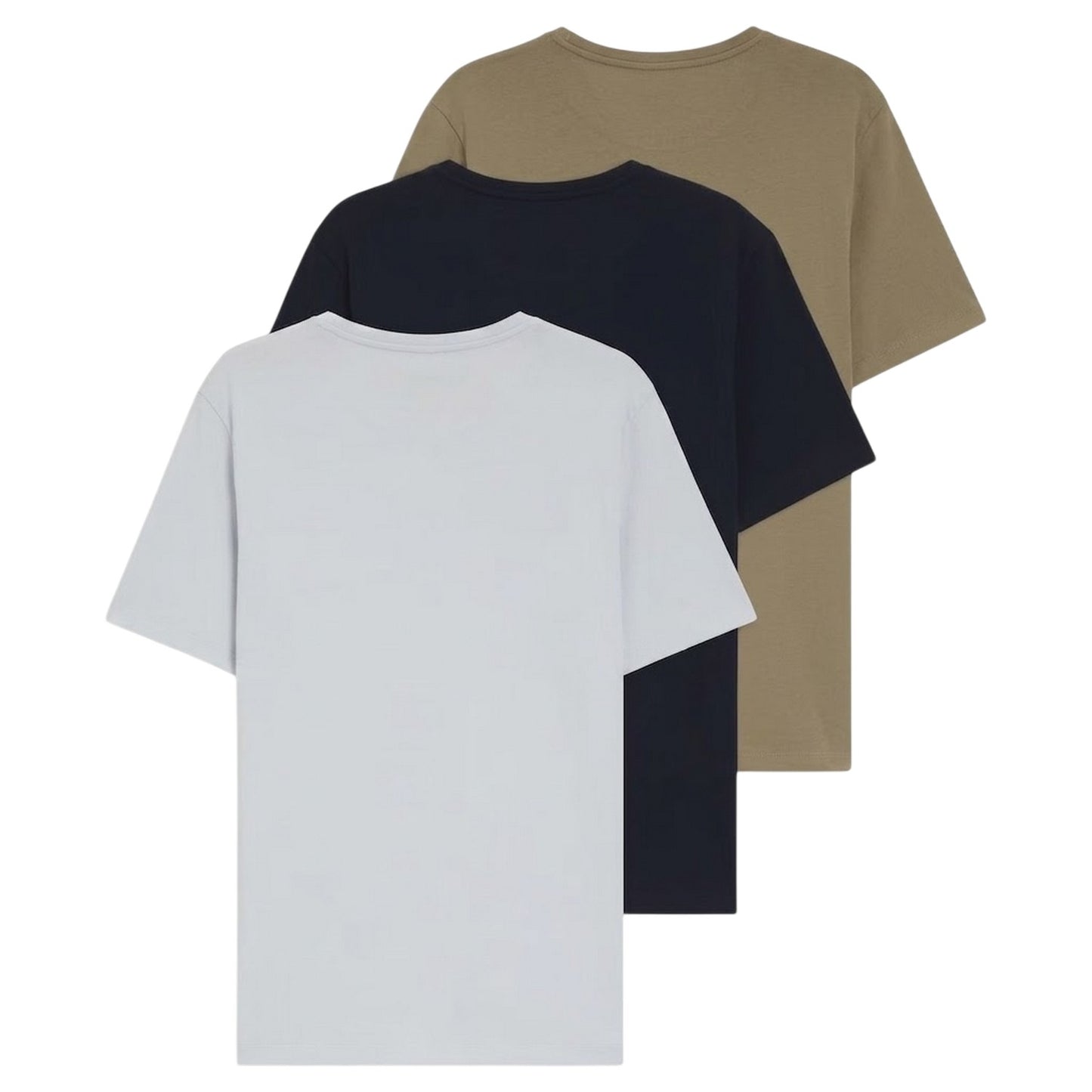 White-Brown-Black - Back - Boss Mens Embroidered Logo Crew Neck T-Shirt (Pack of 3)