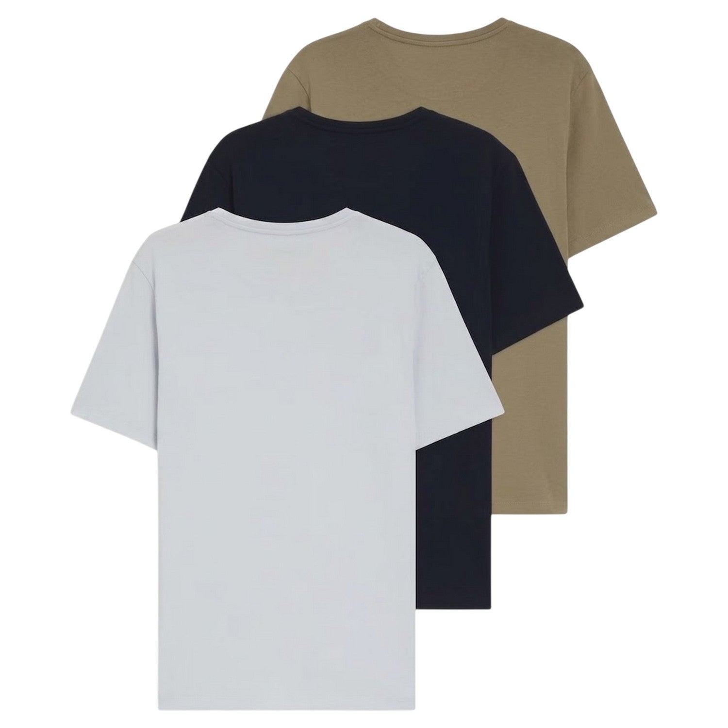 White-Brown-Black - Back - Boss Mens Embroidered Logo Crew Neck T-Shirt (Pack of 3)