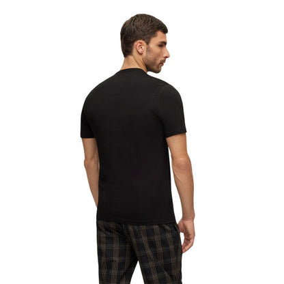 Black-Navy-Charcoal Grey - Back - Boss Mens Embroidered Logo Crew Neck T-Shirt (Pack of 3)