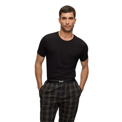 Black-Navy-Charcoal Grey - Side - Boss Mens Embroidered Logo Crew Neck T-Shirt (Pack of 3)