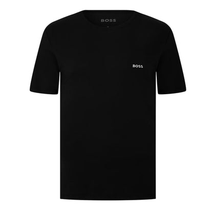 Black-White-Navy - Side - Boss Mens Embroidered Logo Crew Neck T-Shirt (Pack of 3)