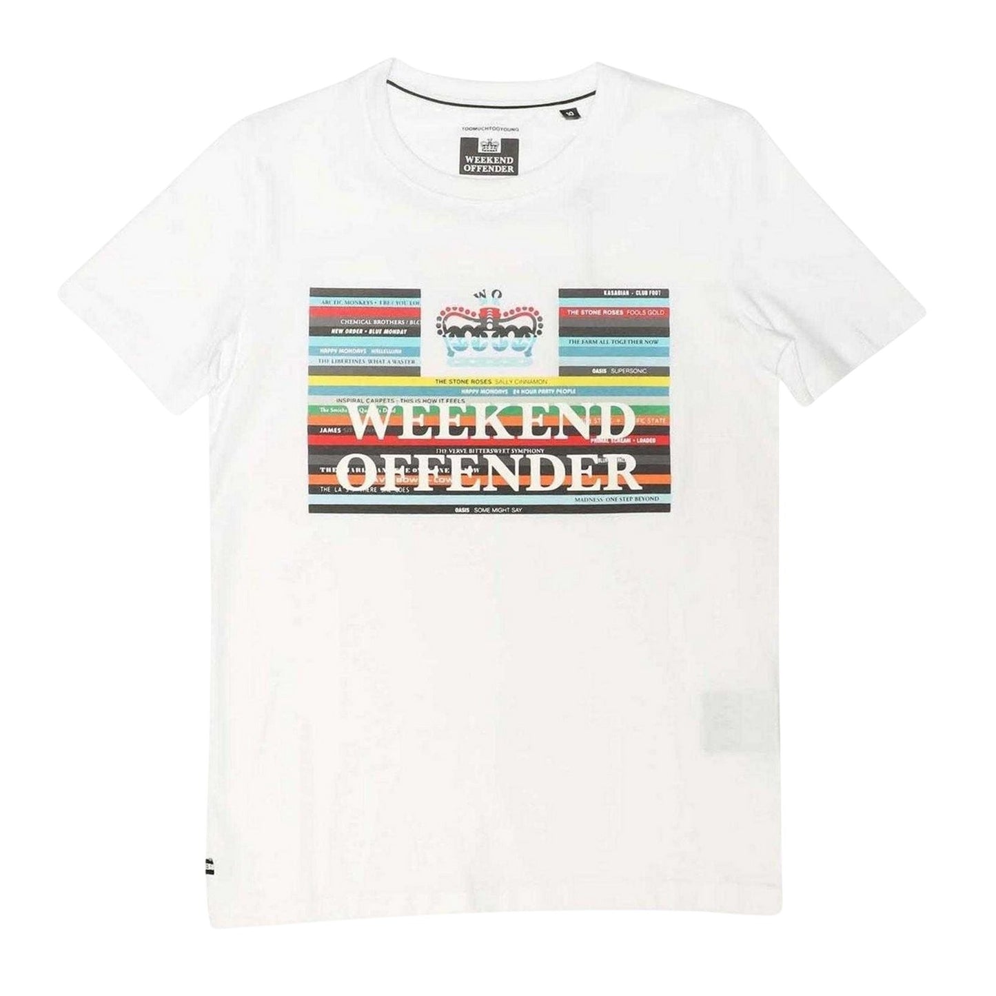 White - Front - Weekend Offender Boys Spine Cotton T-Shirt