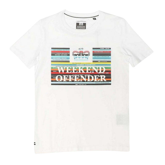 White - Front - Weekend Offender Boys Spine Cotton T-Shirt