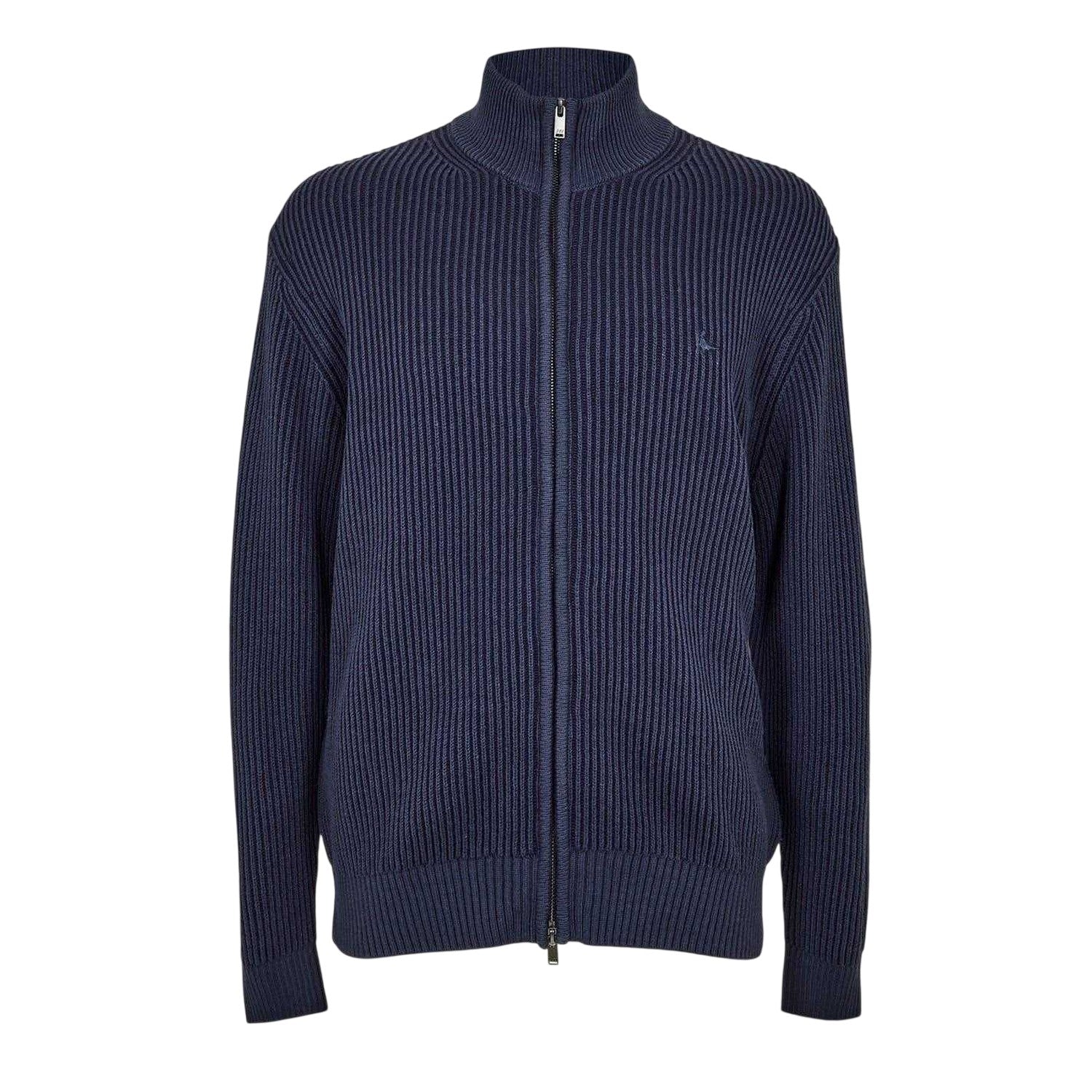 Navy - Front - Burberry Mens Zip Funnel Neck Cardigan