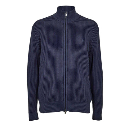Navy - Front - Burberry Mens Zip Funnel Neck Cardigan