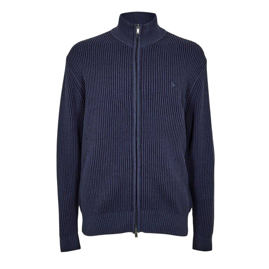 Navy - Front - Burberry Mens Zip Funnel Neck Cardigan