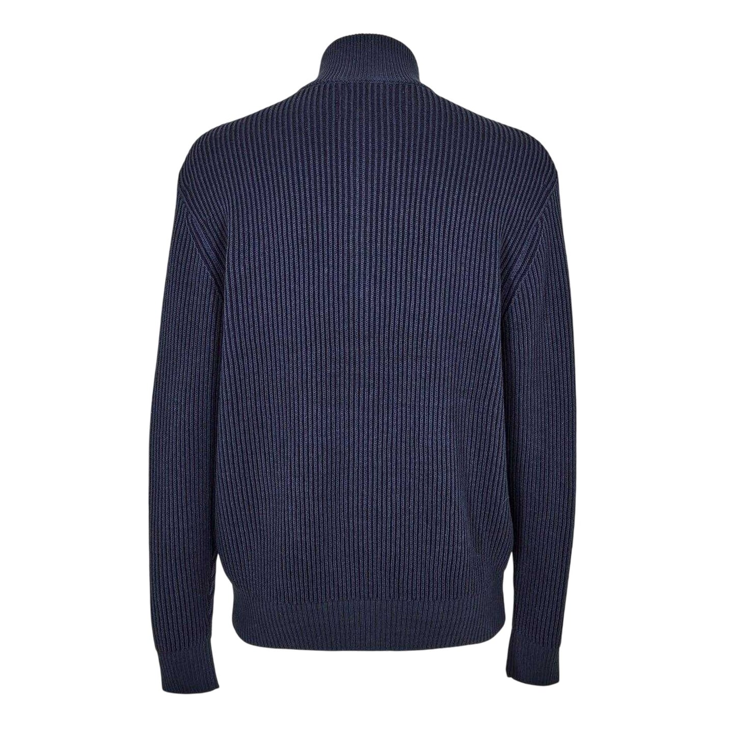 Navy - Back - Burberry Mens Zip Funnel Neck Cardigan