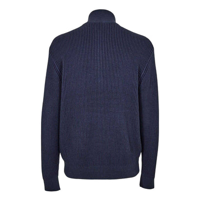 Navy - Back - Burberry Mens Zip Funnel Neck Cardigan
