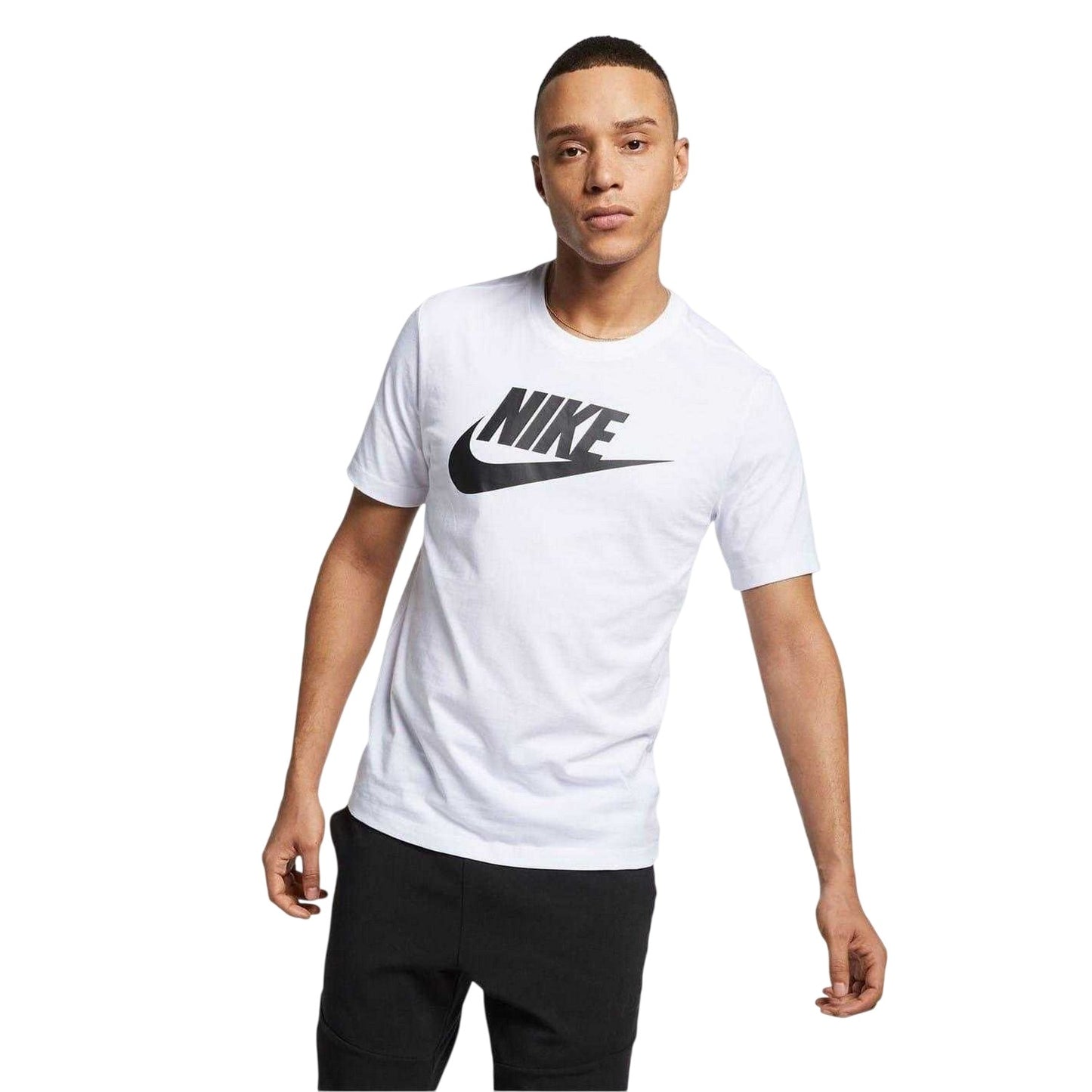 White-Black - Back - Nike Mens Futura Chest Logo T-Shirt