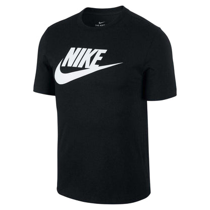 Black-White - Front - Nike Mens Futura Chest Logo T-Shirt