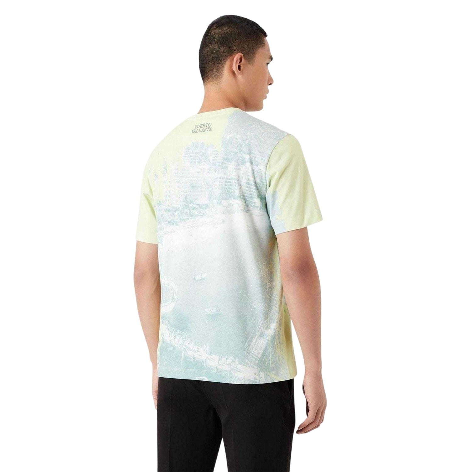 Multicoloured - Back - Emporio Armani Mens City Cotton All-Over Print T-Shirt