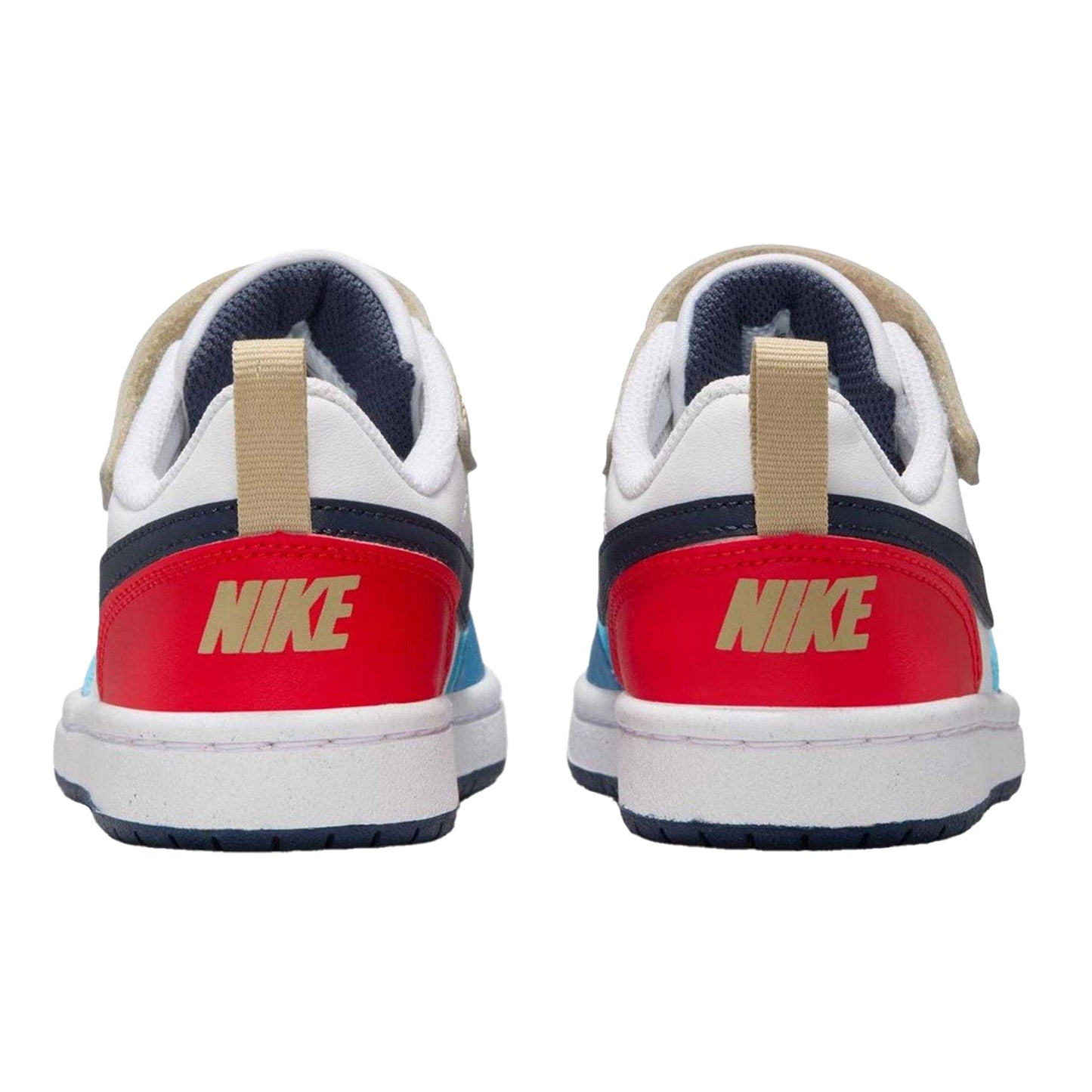White-Black Blue-Red - Back - Nike Boys Court Borough Cupsole Trainers