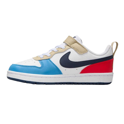 White-Black Blue-Red - Side - Nike Boys Court Borough Cupsole Trainers