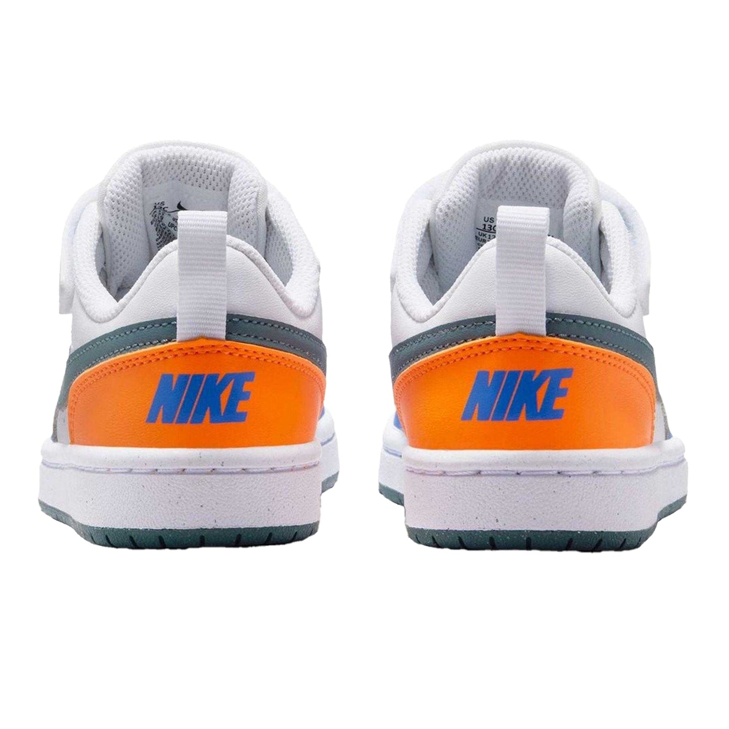 White-Blue-Orange Red - Back - Nike Boys Court Borough Cupsole Trainers